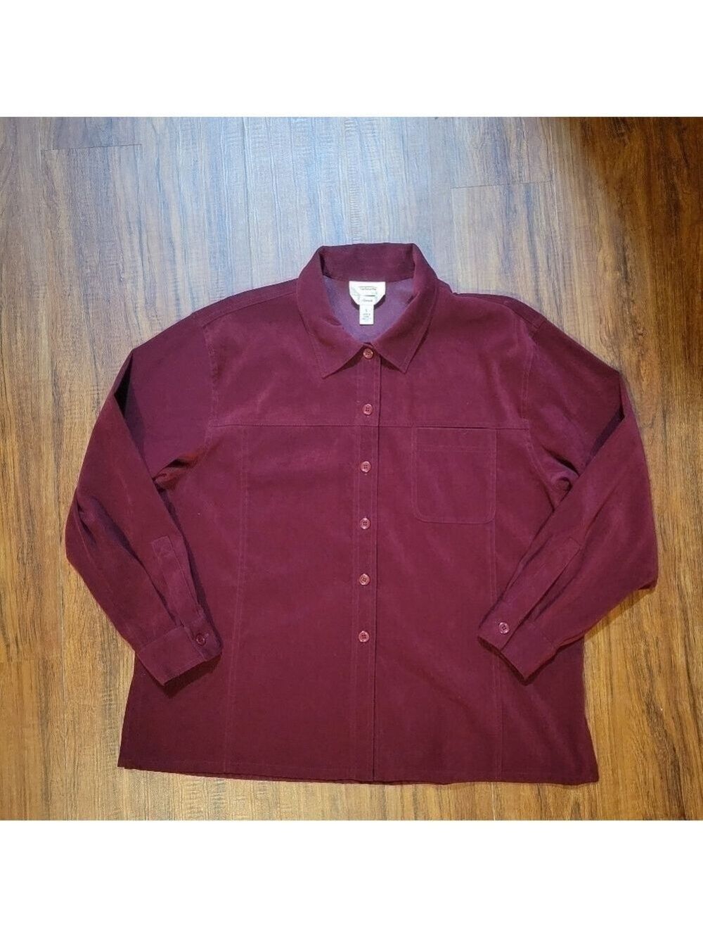Talbots Shacket Size Large Petite, Velour Maroon